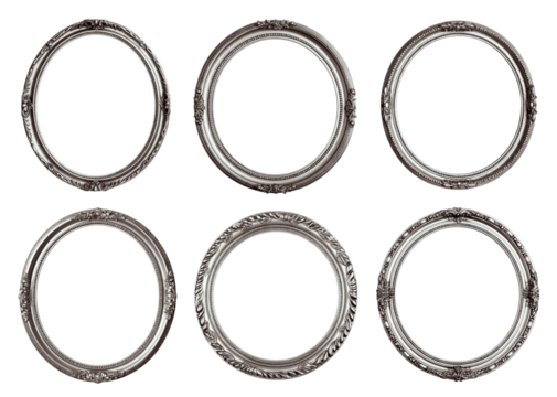 Set of oval silver frames, cut out