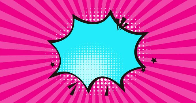 Frame without text with a speech bubble against colorful lines moving on pink background