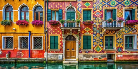 Naklejka premium Elegant Venetian Texture Wall with Rich Colors and Intricate Patterns for Architectural Inspiration