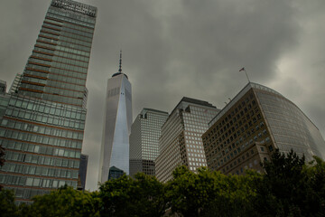 Naklejka premium Glass Skyscrapers and Buildings of New York City against the Sky. USA.