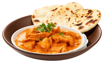 PNG Nan bread food curry plate.