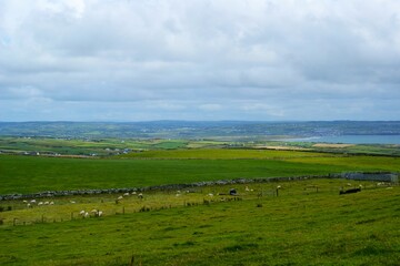 pasture landscape in a mountainous area. Countryside in Ireland.