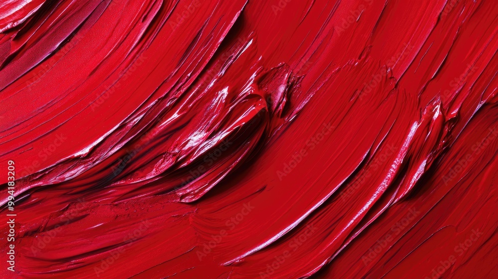 Poster a dynamic red paint stroke featuring deep texture and vivid hue ideal for creative backgrounds and d