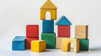 Obraz premium Wooden stacking toy blocks for educational purposes