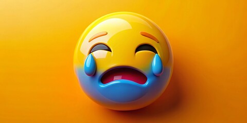 Fototapeta premium Emotional crying emoji symbolizing sadness, grief, and empathy in digital communication and expression