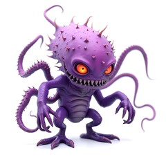 colorful furry and cute monster dancing and waving 3D render character cartoon style Isolated on transparent background