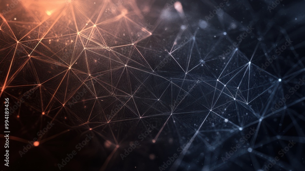 Poster abstract geometric triangle background with a panoramic connected plexus design