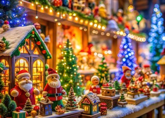 Enchanting Santa's Toy Shop Filled with Colorful Gifts, Dolls, and Holiday Cheer for Children