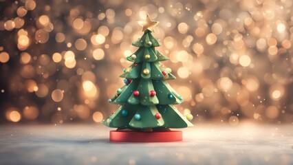Obraz premium christmas tree and decorations, bokeh background