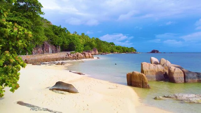 Aerial view of Anse citron beach in Seychelle, Indian Ocean
