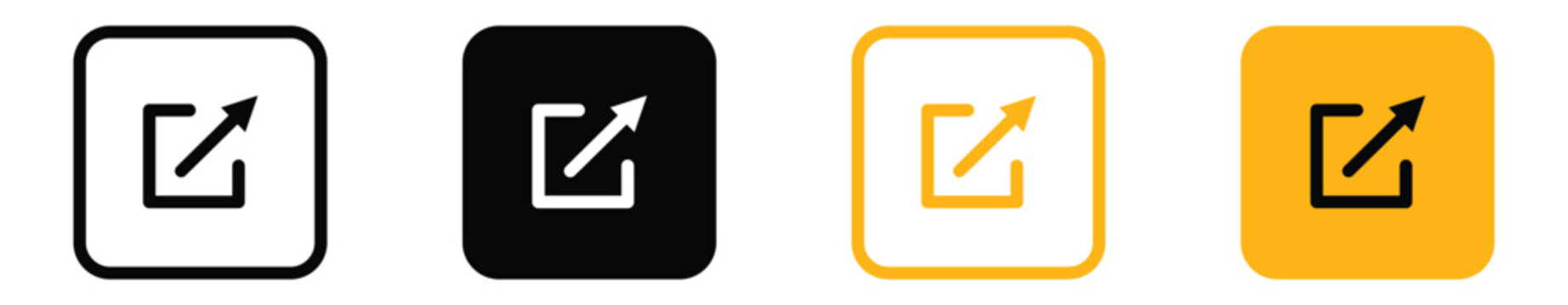 Share icon button, External Link Icon symbol with arrow box, page open new window icon , open another tab icon button.