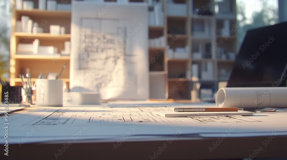 Aufkleber blurred blueprints come to life a candid snapshot of an architects work in progress with outoffocus 