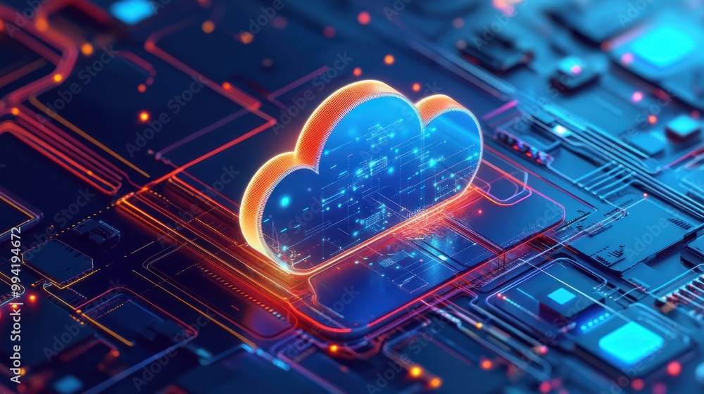 Poster cloud storage for downloading an isometric. a digital service or application with data transmission.