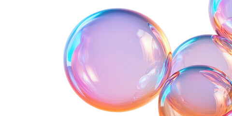Colorful, translucent bubbles on transparent background
