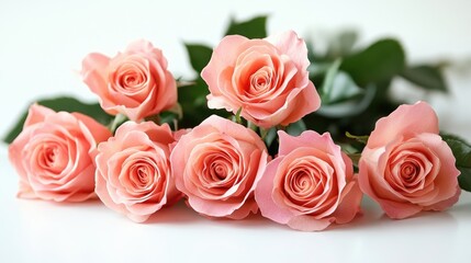 Obraz premium Pink rose flowers in a floral arrangement on a white background