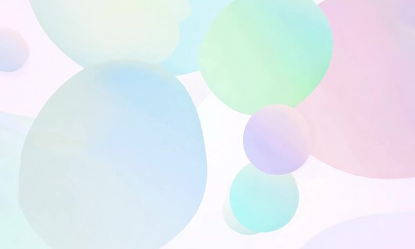 background in pastel colors, thin, laconic, multi-colored circles float on a white background