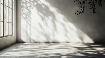 Fototapeta premium Realistic minimalist blurred natural light shadow overlay on wallpaper texture