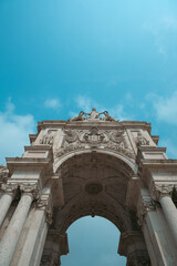 Obraz premium Augusta Street Triumphal Arch in the Commerce Square in Lisbon, Portugal