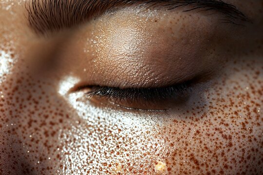 A Woman With Brown Eyes And A White Patch On Her Eye