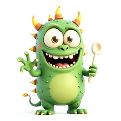 Fototapeta premium colorful furry and cute monster dancing and waving 3D render character cartoon style Isolated on transparent background