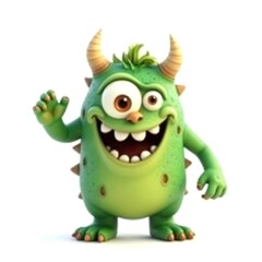 Fototapeta premium colorful furry and cute monster dancing and waving 3D render character cartoon style Isolated on transparent background
