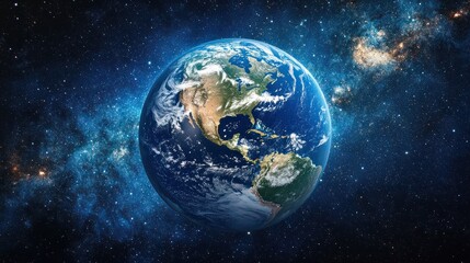 Obraz premium satellite view of planet earth focused on north america usa canada mexico and central america deep space and star constellations behind elements of this image furnished .illustration stock image