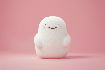 pretty nice little snow monster character, minimalist style, wool felt art 