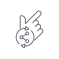 Share sign and pointer. Vector linear icon isolated on white background.