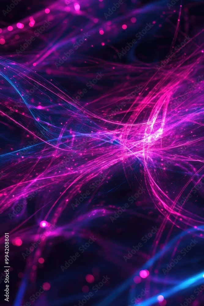 Poster abstract background featuring twisted light fibers and glowing lines effect