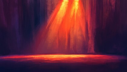 Fototapeta premium Vibrant illustration of a spotlight illuminating a stage