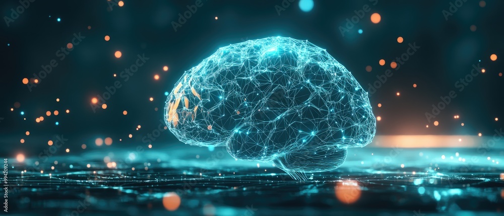 Poster abstract triangular brain representing the concept of artificial intelligence