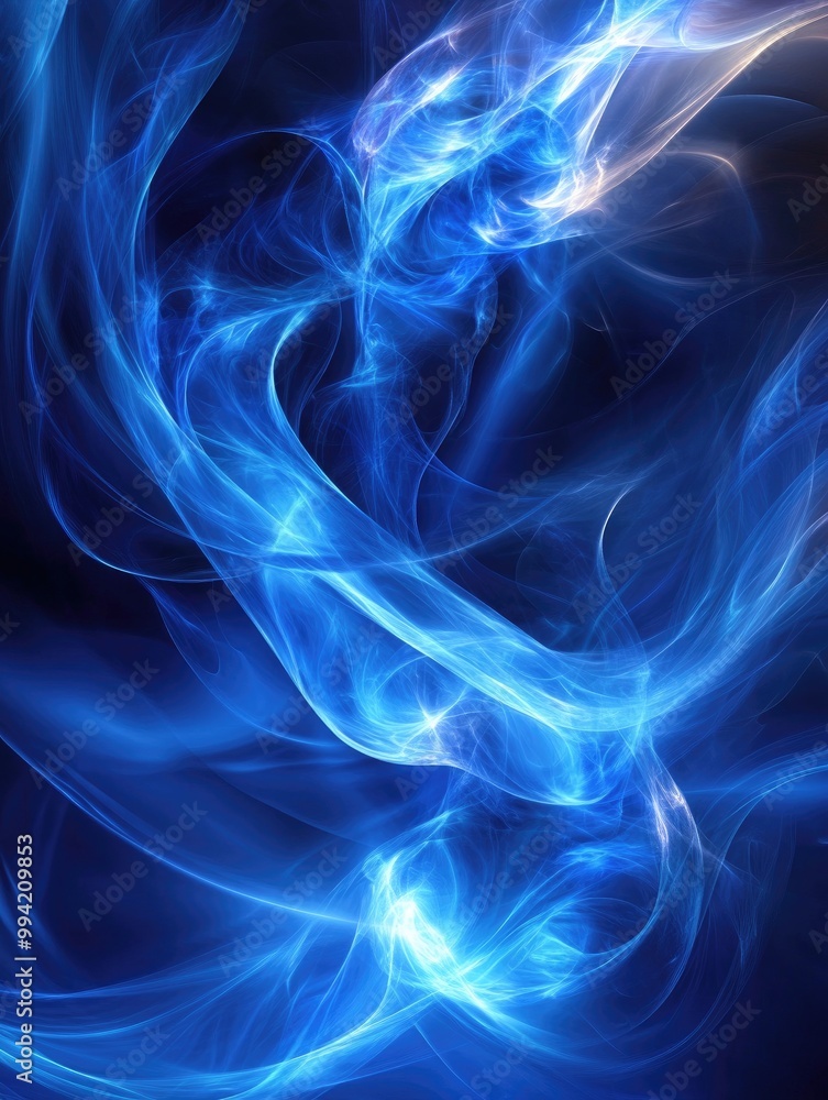 Poster abstract blue fractal light background in a fantasy 3d rendering style