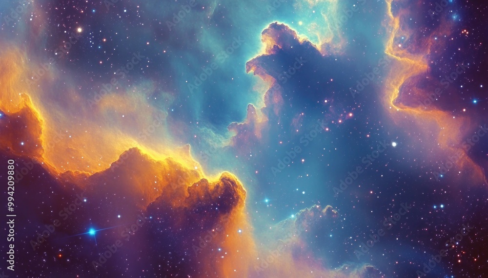 Aufkleber vibrant nebula in a starry outer space setting with colorful cosmic elements