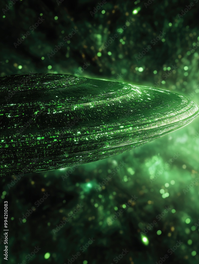 Poster green blurred fractal background featuring a ufo abstract fantasy texture created through digital ar