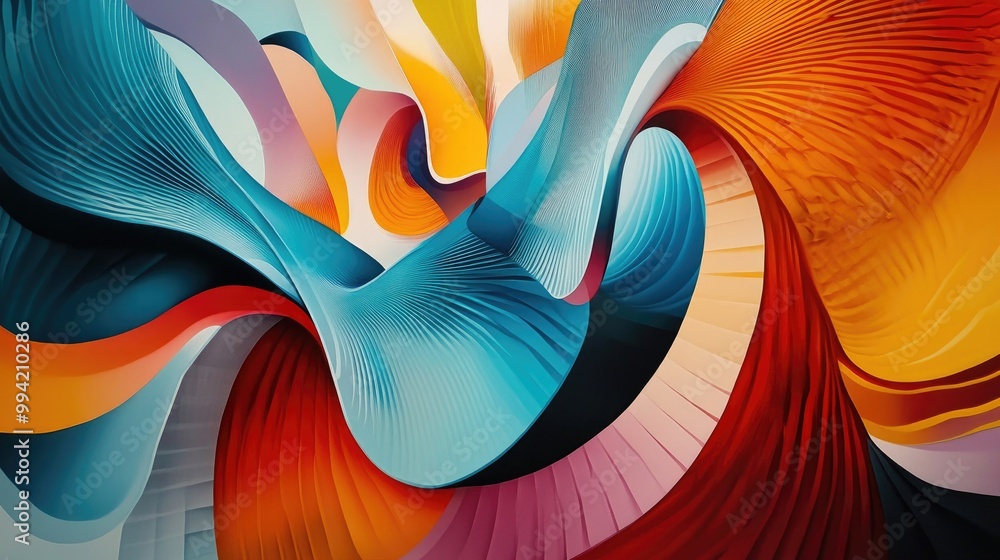 Poster a series of striking spatial abstracts showcasing depth and dimension creating an optical impact thr