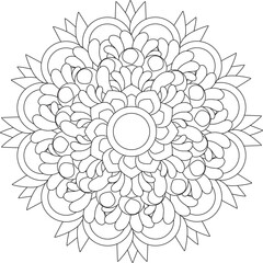 Mandala Adult Coloring Page Stress Free Relaxing Line Art