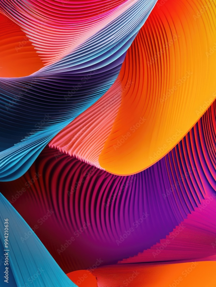 Poster abstract minimalist 3d illustration featuring colorful layered lines creating an inspiring backgroun