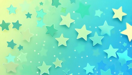 Light blue and green 2D cartoon texture featuring vibrant stars Colorful abstract illustration with gradient star designs suitable for promotional use