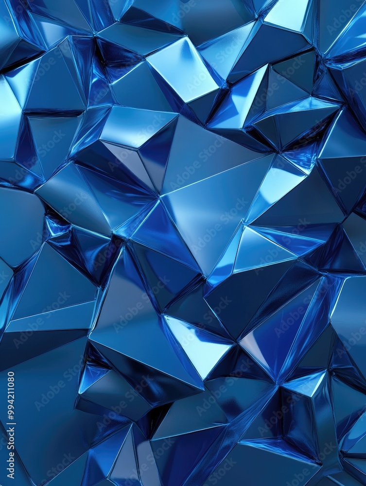 Poster fantasy 3d rendering of a blue geometric abstract backdrop suitable for business cards websites and 