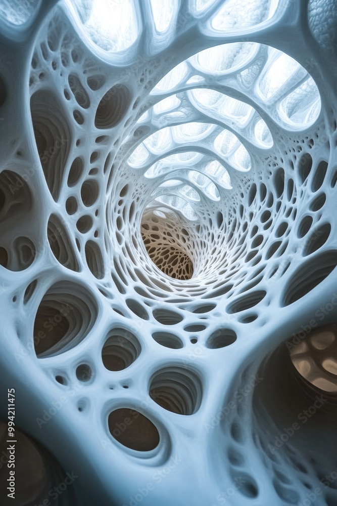 Aufkleber Abstract three dimensional fractal resembling an unusual structure formed by plastic panels creating the appearance of a tunnel
