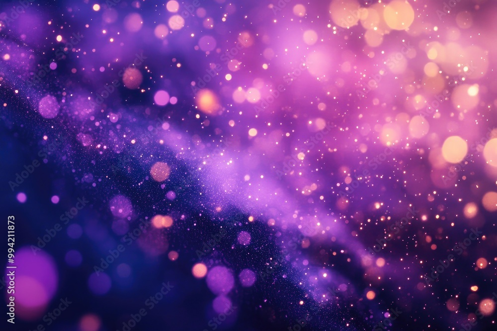 Poster bright violet bokeh lights create an abstract background with flying purple particles vivid illumina
