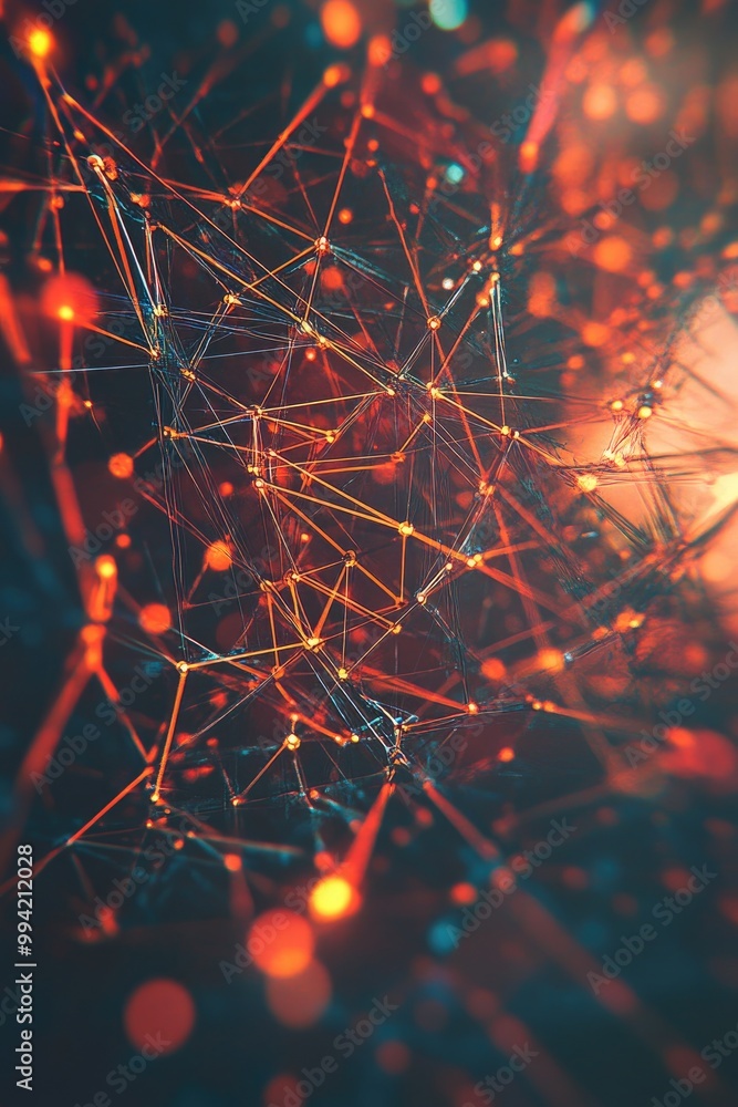 Poster abstract 2d cartoon particles and lines showcasing a plexus effect a futuristic illustration depicti