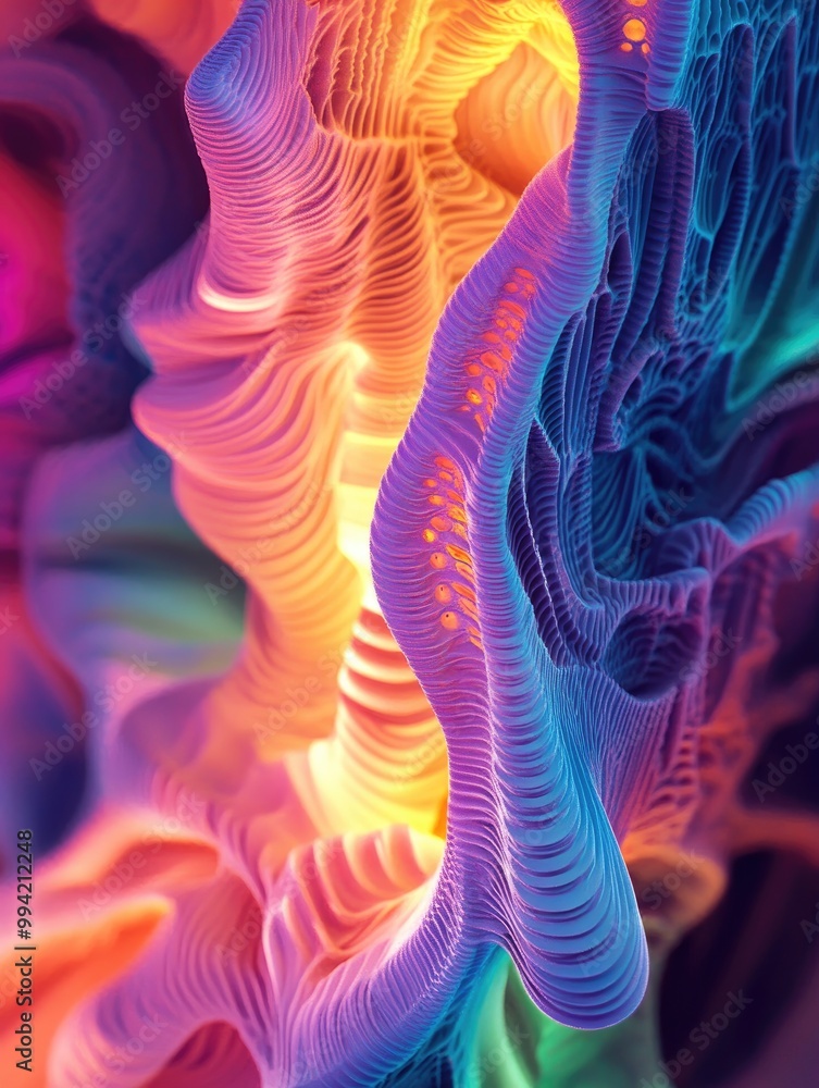 Poster vibrant abstract fractal light background in a colorful 3d rendering style