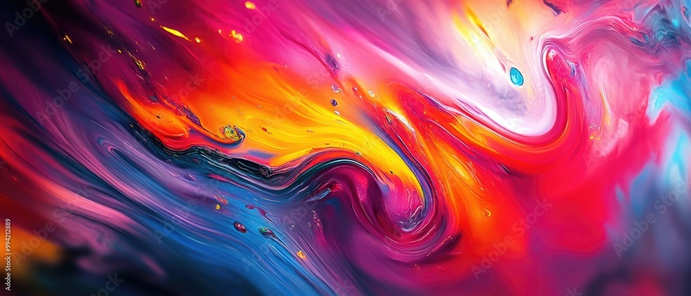 Poster vibrant abstract background with dynamic multicolored motion effects featuring an artistic illustrat
