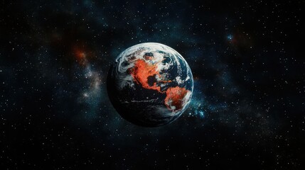 Obraz premium Red globe in outer space unique globe representation