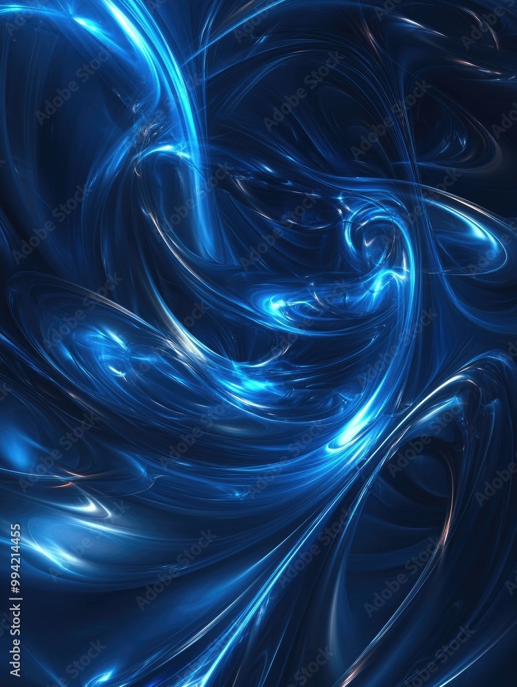 Aufkleber abstract blue fractal light background in a fantasy 3d rendering style