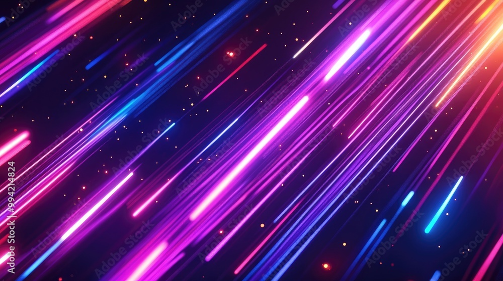 Poster neon illuminated techno lines creating a high tech futuristic abstract background design template