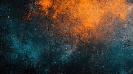 Obraz premium Teal, orange, and black color gradient background with grainy texture