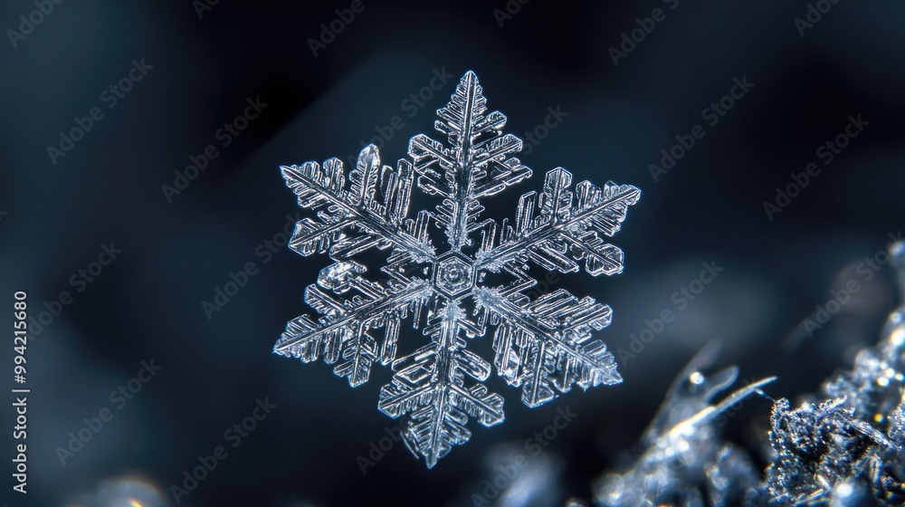 Poster delicate snowflake intricately formed showcasing its unique and fragile beauty against a contrasting