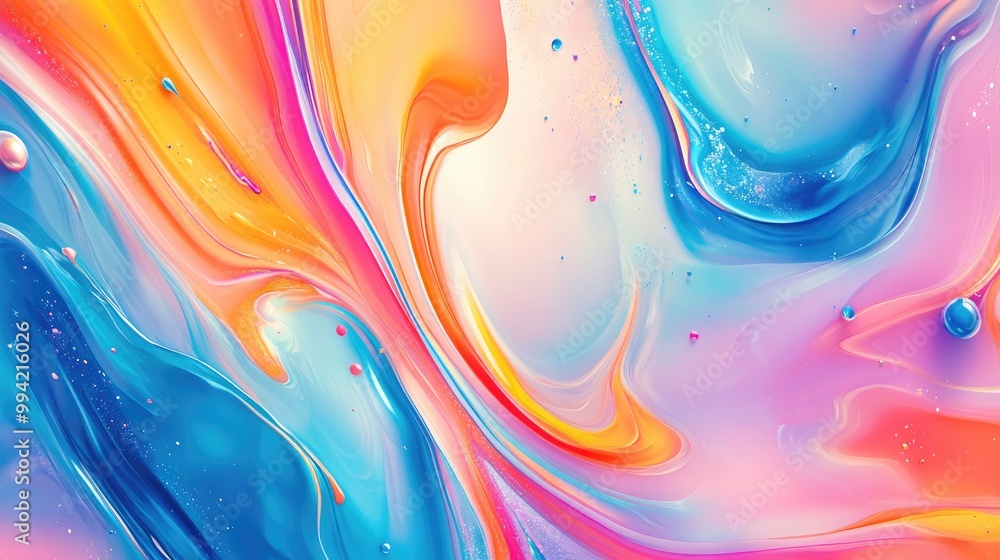 Poster colorful glossy graphic illustration featuring abstract shapes beautiful painted surface designs and